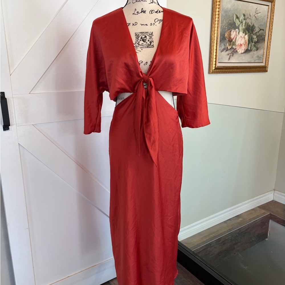 Dynamite Satin Tie Dress - Picture 2 of 6